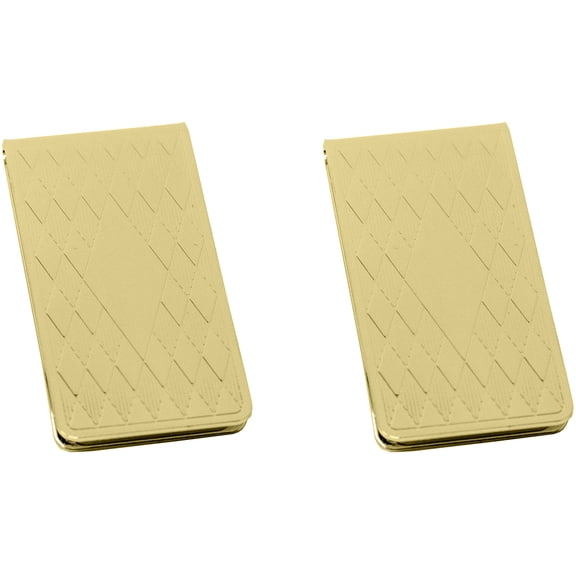 Set of 2 Chrome-Plated Stainless Steel Money Clips in Gold (Diamond Print)