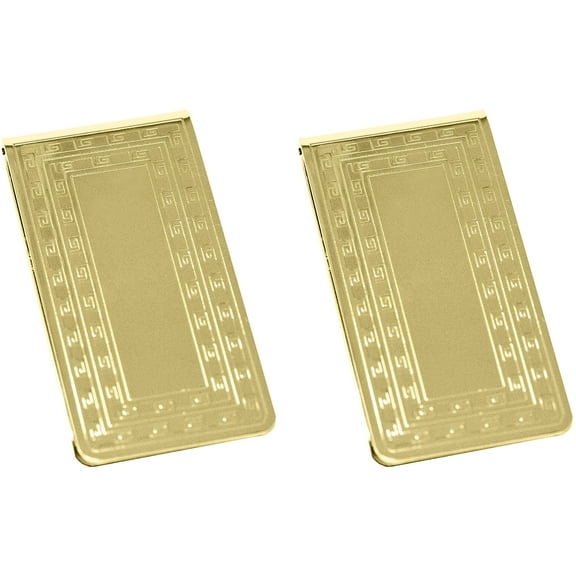 Set of 2 Chrome-Plated Stainless Steel Money Clips in Gold (Grecian Key Print)