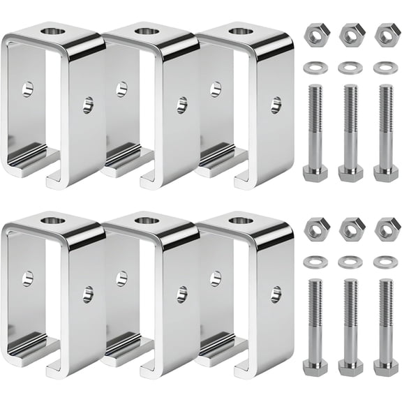 Chrome Plated UNISTRUT Channel Bracket, Trolley Track Hanger Bracket, Heavy Duty 1-5/8" Strut Channel Support Bracket, Screws Included (6 Pack)