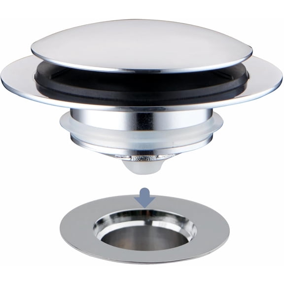 Chrome Plated Universal Tub Dain Stopper, Pop Up Bath Drain Tip Toe Bathtub Stopper,Conversion Kit Assembly, Replaces Lift and Turn, Tip-Toe Trip Lever drains for Tub, EZ Install