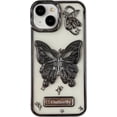 thumbnail image 1 of Chrome Plating Electroplated 3D Butterfly Compatible with iPhone Case (Clear Silver,iPhone 15 Pro Max), 1 of 5