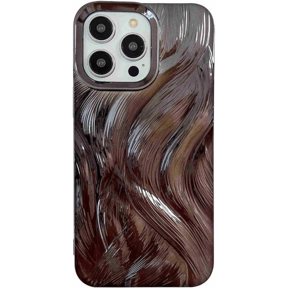 Chrome Plating Electroplated Feather Pattern Compatible with iPhone Case (Black,iPhone 13 Pro Max)
