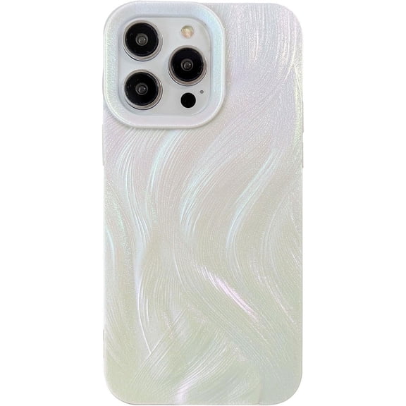 Chrome Plating Electroplated Feather Pattern Compatible with iPhone Case (White,iPhone 11 Pro Max)