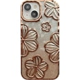 thumbnail image 1 of Chrome Plating Electroplated Glitter Bling Flower Floral Print Compatible with iPhone Case (Gold,iPhone 12 Pro), 1 of 7