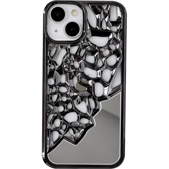 Chrome Plating Electroplated Mirror Compatible with iPhone Case (Black,iPhone 13 Pro)