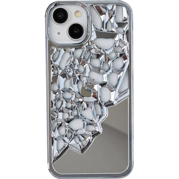 Chrome Plating Electroplated Mirror Compatible with iPhone Case (Blue,iPhone 13)