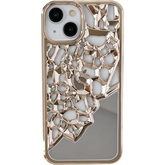 Chrome Plating Electroplated Mirror Compatible with iPhone Case (Gold,iPhone 14 Pro)