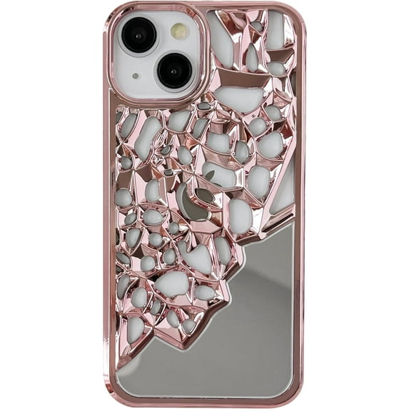 Chrome Plating Electroplated Mirror Compatible with iPhone Case (Pink,iPhone 15)