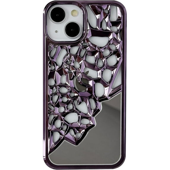Chrome Plating Electroplated Mirror Compatible with iPhone Case (Purple,iPhone 14 Plus)