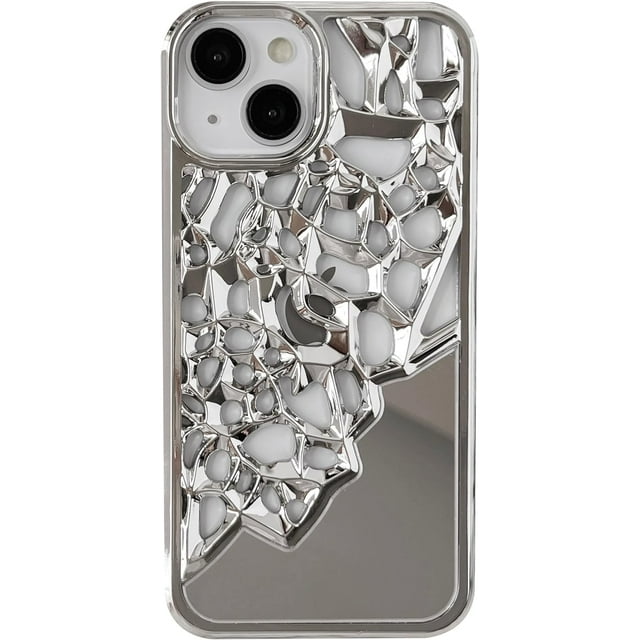 Chrome Plating Electroplated Mirror Compatible with iPhone Case (Silver,iPhone 13 Pro)