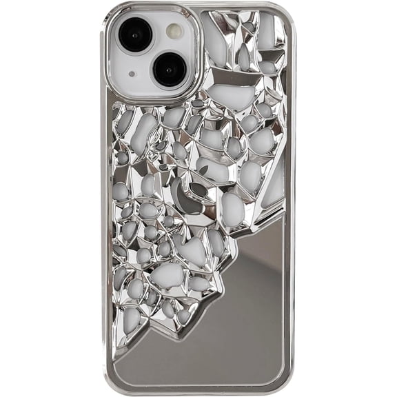 Chrome Plating Electroplated Mirror Compatible with iPhone Case (Silver,iPhone 15 Pro Max)