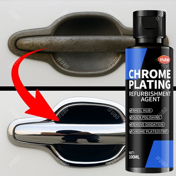 Chrome Plating Refurbishment Agent, Quick Polish & Repair for Door Handles/Window Trim/Car Badges, Removes Oxidation, Restores Shine, Universal 3.38oz