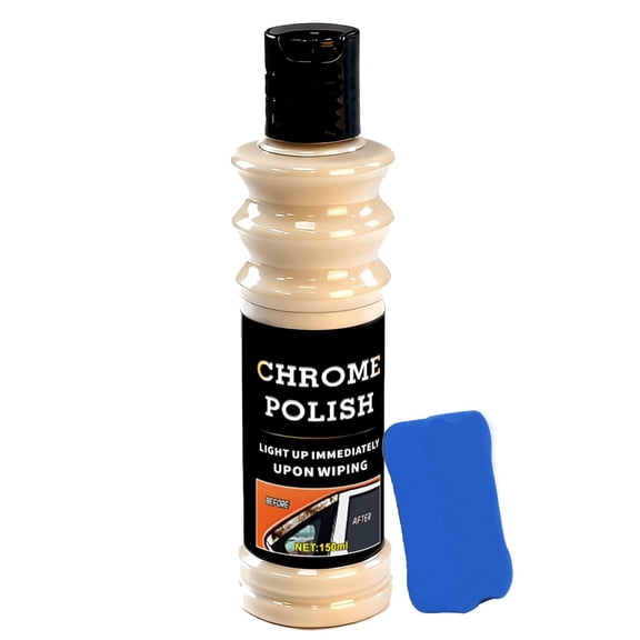Chrome Polish & Metal Cleaner for Cars, 5.07 fl oz/150ml, All Metal Polish for Golf Clubs, Jewelry, Silver, Brass, Aluminum, Copper, Stainless Steel & Various Metal Surfaces