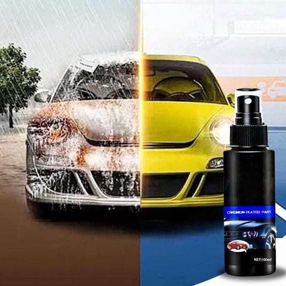 Chrome Polish Spray for Cars - Chrome Cleaner and Restorer, Chrome Plated Parts Refurbishing Agent, Metal Surface Cleaner & Protector for Auto Chrome Trim, Wheels, Bumpers, and Exterior Detailing