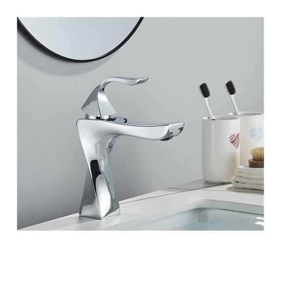Chrome Polished Bathroom Basin Faucet Waterfall Hot Cold Water Mixer Tap Single Lever Black Mixer Tap for Bathroom ,Leak Proof Design