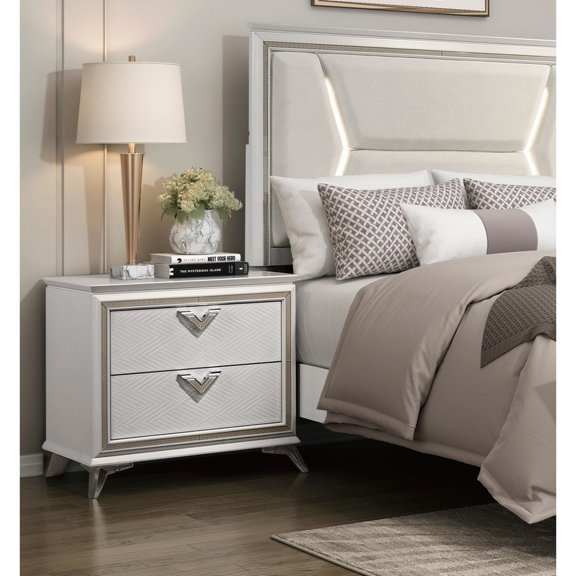 Chrome Pull Handles Elegance/For Bedroom Nightstand Decor/Modern White Nightstand