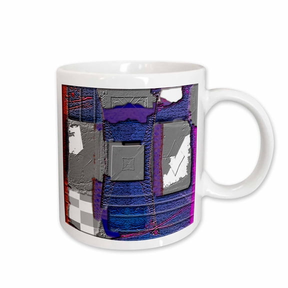 3drose, Chrome, Purple, Gray and White Objects Beveled and Layered with Texture, 11oz Mug