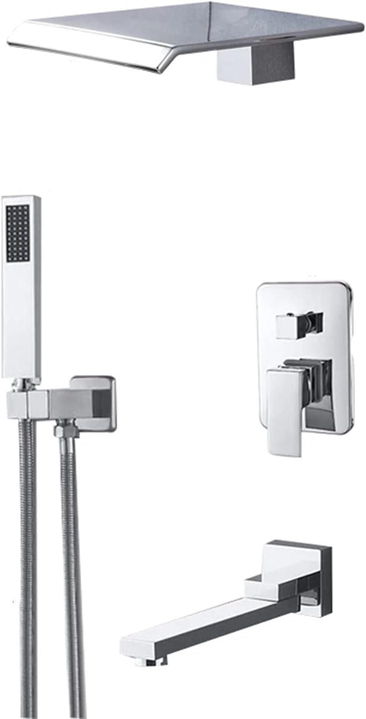 Chrome Rain Mixer Shower Combo Set Wall Mounted 3 Way Shower System ...