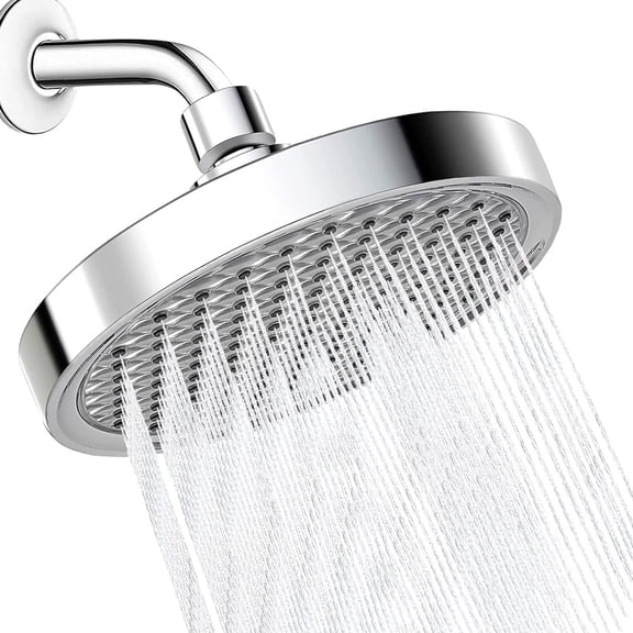 Chrome Rain Shower Head, High Pressure Rainfall Shower Head, Bathroom Showerhead with Anti-Clogging Silicone Nozzles, Easy Clean Adjustable Replacement for Your Bathroom Shower Heads
