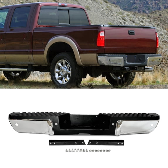Chrome Rear Bumper Assembly w/ Sensor Holes For 2008-2016 Ford F250 F350 F450