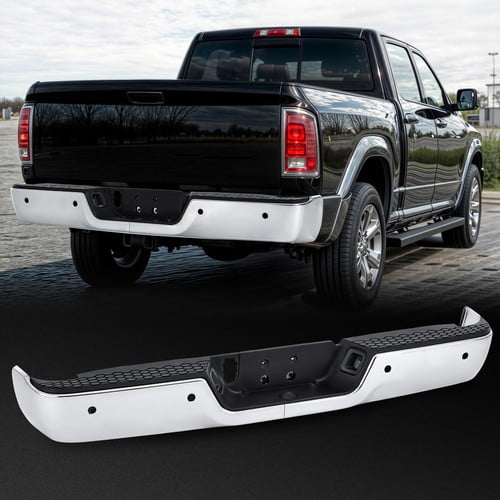 Chrome Rear Bumper For 2009-2018 Dodge Ram 1500 2010-12 2500 3500 W/ Sensor Hole