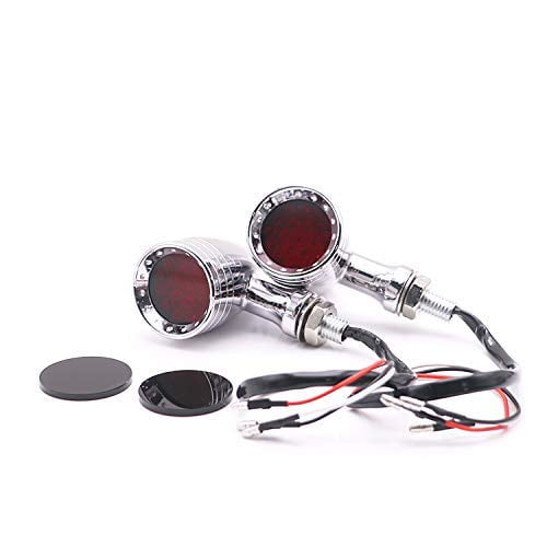 Chrome+Red Bullet Turn Signal Indicators Light For Honda Kawasaki Cruiser VT CB