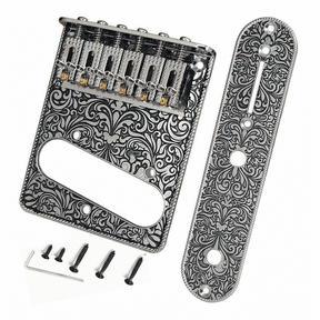 Chrome Retro 6-Saddle Bridge & Control Plate for Fender Telecaster Electric Guitar – US Spec Upgrade Kit
