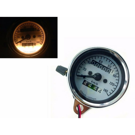 Chrome Retro Motor Odometer Speedometer Gauge CB Cafe Racer Old School Custom