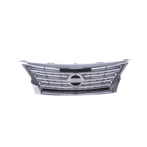 Chrome Shell Silver Insert Front Grille Assy For Nissan Sentra 13-15 S/SL/SV
