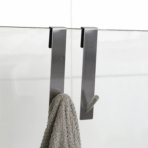 Chrome Shower Door Hooks - Pack of 2 - Durable, Easy to Install, Special for Frameless Glass Shower Doors - Hanging Hooks for Bathroom Organization, Ideal for Towels and Bathrobes