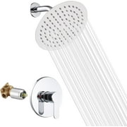 Chrome Shower Faucet  Single Function Shower Trim Kit with Rough-in Valve Shower Set Bath Rainfall Shower Faucet System 8inch Round Stainless Steel Metal Shower Head