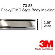 Chrome Side Body Trim Molding 1973-1987 Chevy GMC C10, C20, C30, K10, K20, K30, V10, Suburban, Custom Deluxe, Silverado, Pickup Trucks - 2.25" Wide (Quarter Roll - 80")