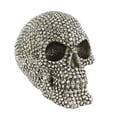 thumbnail image 1 of Chrome Silver Finished Gemstone Skull Statue Human Bling, 1 of 4