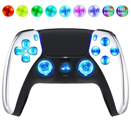 Chrome Silver Silent Modz LED Light Up Button Wireless Custom Controller for PS5