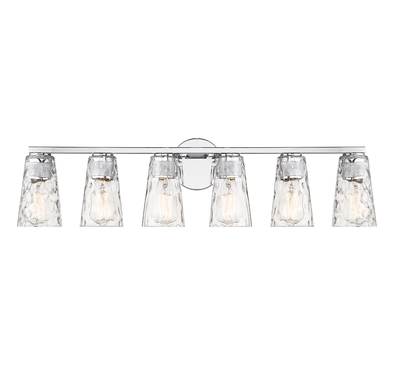 Gordon 6-Light Chrome Vanity with Clear Water Glass Shades