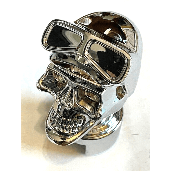 Chrome Skull Biker Gearshift Knob With 13/15/18 Speed Adapter