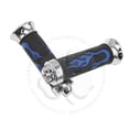thumbnail image 1 of Chrome Skull Blue Flame Hand Grips 7/8" 22mm Handlebar Rubber Cruiser Motorcycle, 1 of 3