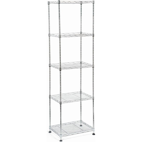 Chrome Small 5 Tiers Wire Shelving NSF Certified. Adjustable Storage Rack for Kitchen,Garage,and Laundry Utility Room (Chrome-Small-5Tiers-16x12x55)