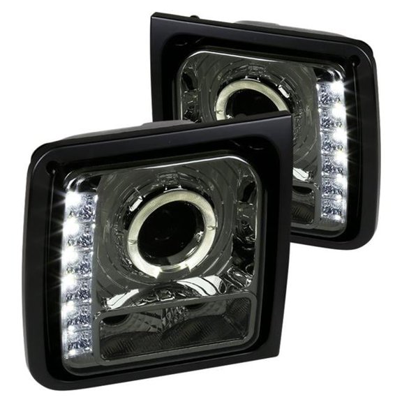 Chrome & Smoke Halo Projector Headlights with LED DRL for 1997-2001 Jeep Cherokee