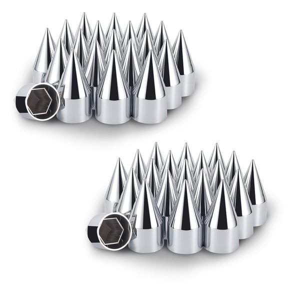 Chrome Spike Lug Nut Covers Push On Design,33mm x 4 1/4” Tall Nut Caps, ABS Plastic Anti-Rust & Weather-resistant For Trucks (40 Pack)