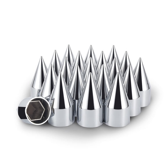 Chrome Spike Lug Nut Covers Push On Design,33mm x 4 1/4” Tall Nut Caps, ABS Plastic Anti-Rust & Weather-resistant For Trucks (20 Pack)