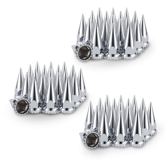 Chrome Spike Lug Nut Covers Push-On Design,33mm x 4-3/4" Tall Nut Caps, ABS Plastic Anti-Rust & Weather-resistant For Trucks (60 Pack)