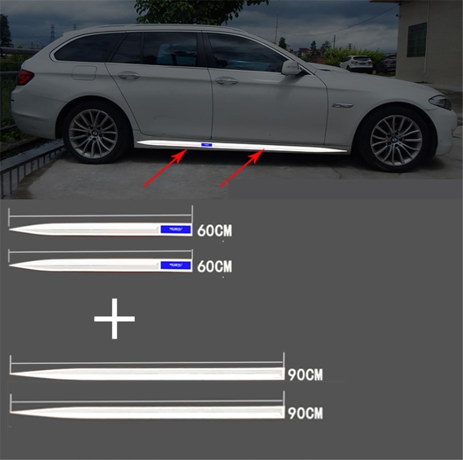 4-Piece Chrome Car Side Skirt Door Line Garnish Body Trim Cover - Universal Fit For Most Cars SUVs Trucks