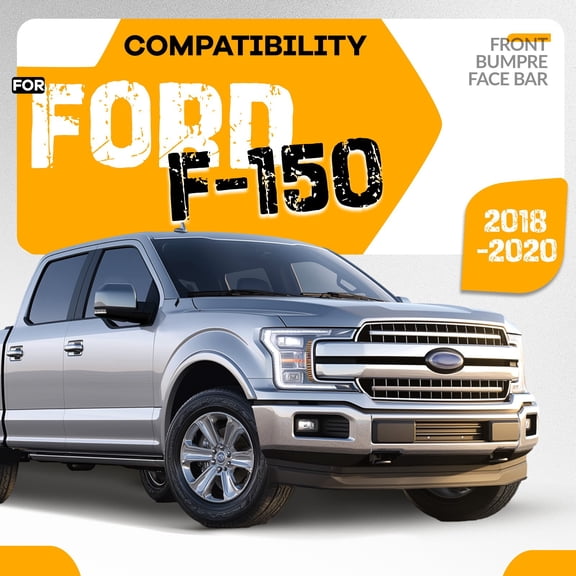 Chrome Steel Front Bumper Face Bar For Ford F-150 F150 2018-2020 W/ Fog Hole