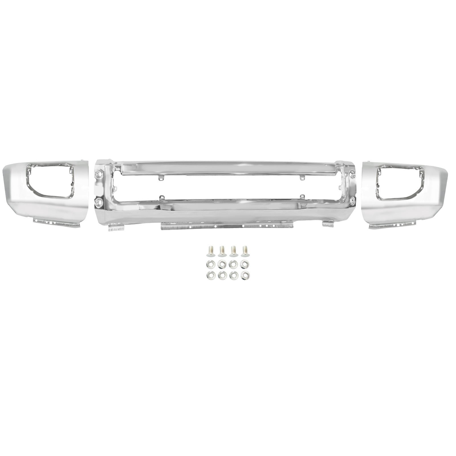 Chrome Steel Front Bumper For 2020-2022 Ford F-250 F-350 Super Duty w/Fog Holes