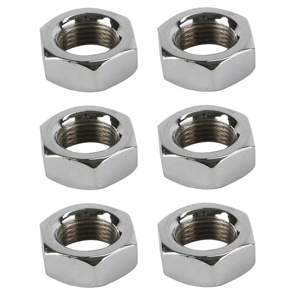 Chrome Steel Jam Nut, 5/8 Inch-18 LH NF Fine Thread - 6 Pack