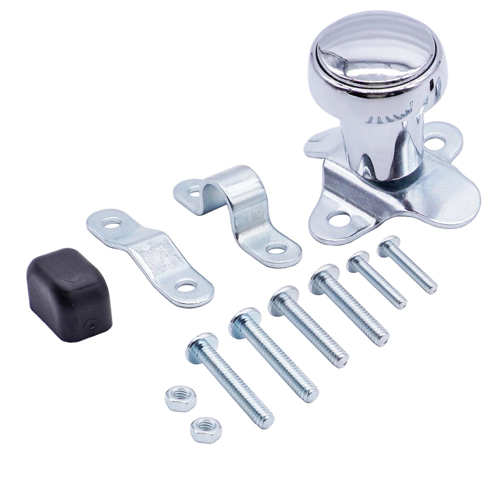 Chrome Steering Wheel Spinner Knob for Tractor RP70100 Universal Fit with Rubber Sleeve