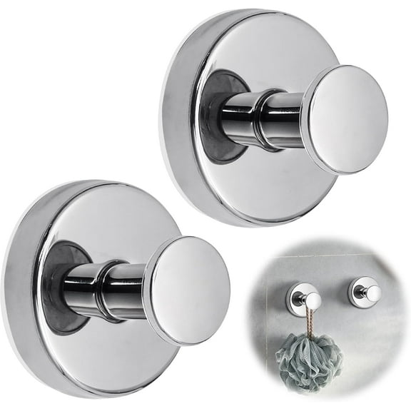 Chrome Suction Cup Hooks for Shower, Removable Shower Towel Hooks Suction Hooks No Drill Hook for Glass Door, Mirror, Windows, Tile, Robe, Bathroom Suction Hook