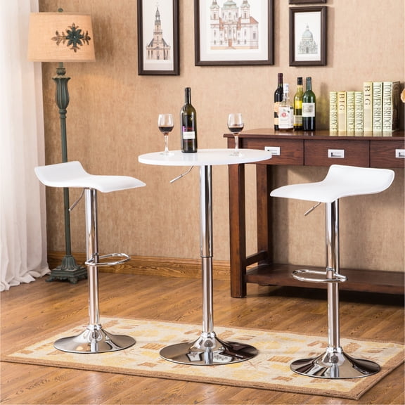 Chrome Swivel Stools - Faux Leather Cover - Living Room Corner - Air Lift Adjustment