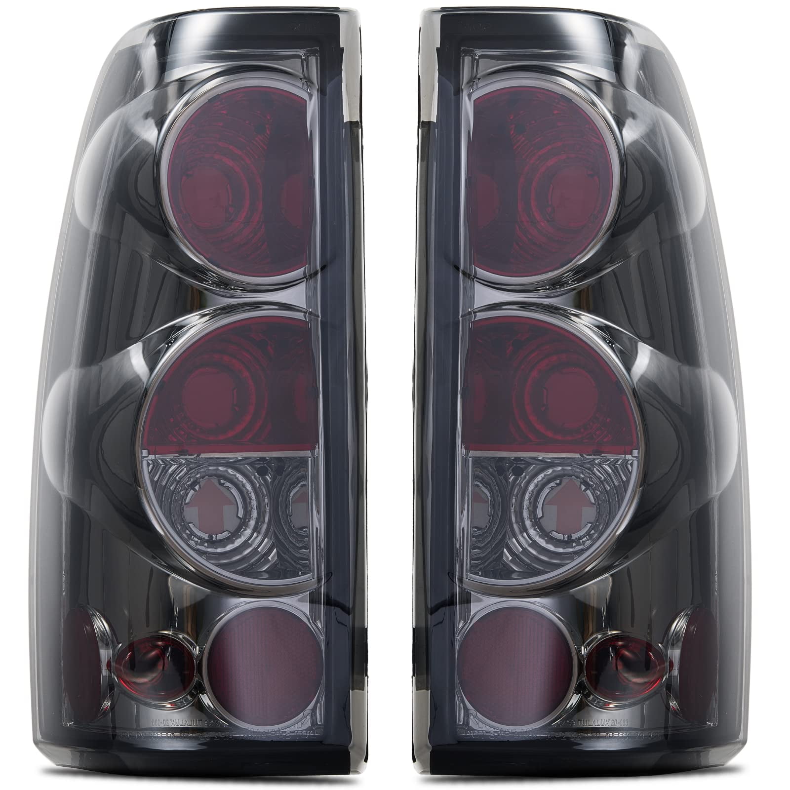 Chrome Tail Lights Rear Lamps Compatible With 1999-2007 Chevy Silverado GMC Sierra 1500 2500 3500 ;Pair;NO Bulbs; Smoke Lens
